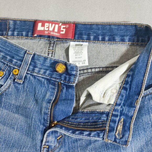 Levi's 511 jeans men's size W28XL28 medium washed blue slim fit straight jeans - Picture 11 of 16